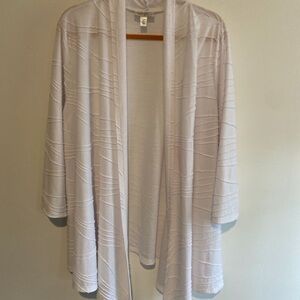 Textured White Open Cardigan